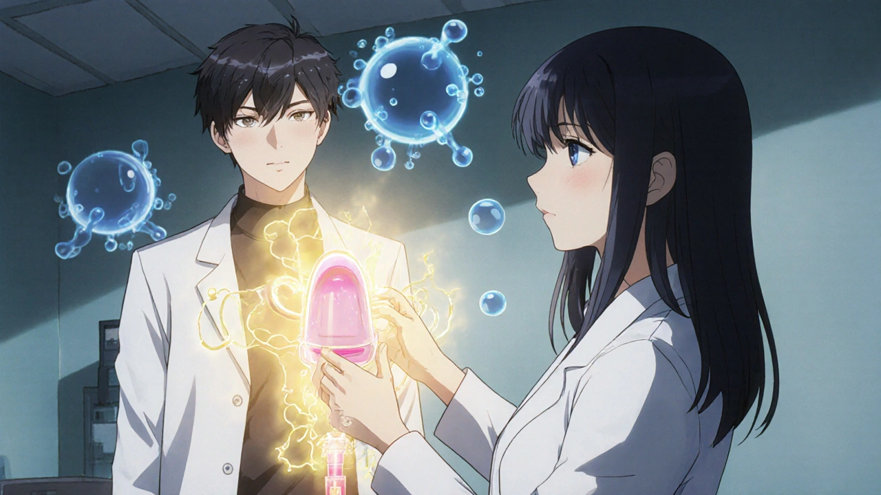 A doctor places a levonorgestrel IUD in a patient, with golden light symbolizing safe, targeted treatment.