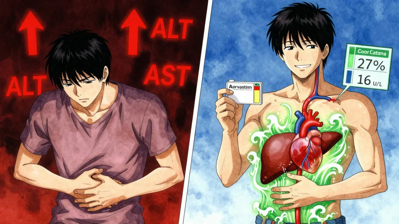 Split scene: worried patient with warning symbols vs. calm patient with healing waves and data graphs.