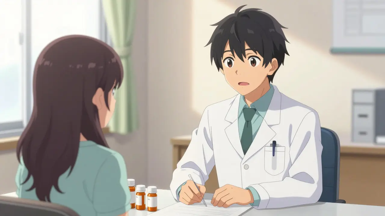 Anime doctor reassuring a patient during a safe medical consultation