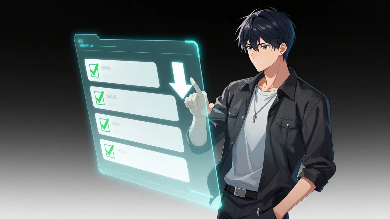 Stylish anime character viewing low medication prices on screen