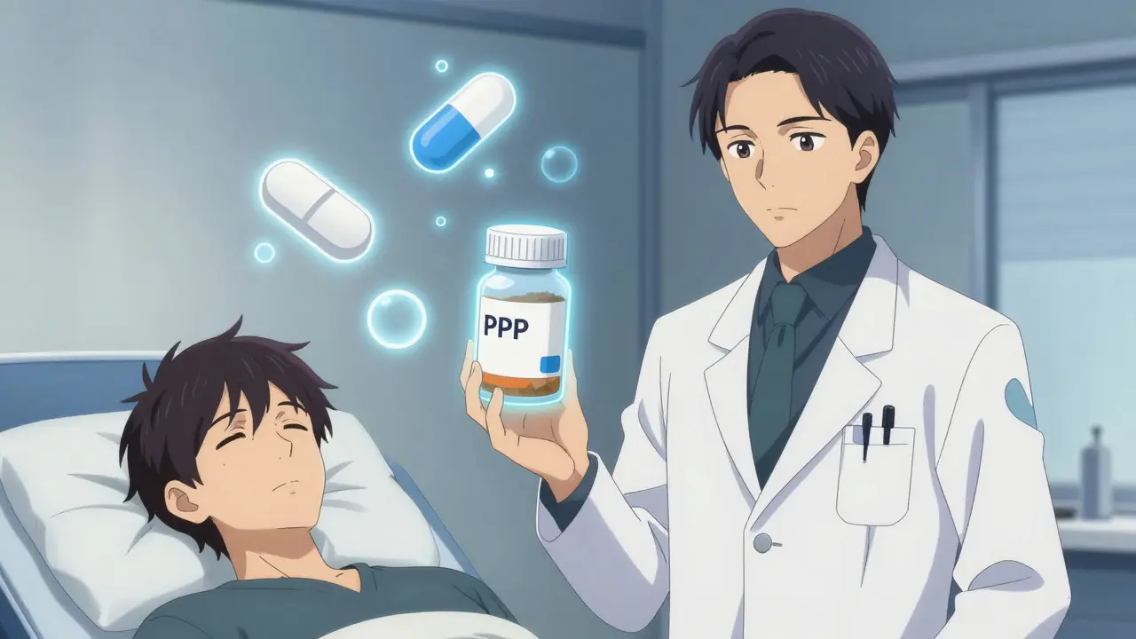 Anime doctor discussing medication options with patient