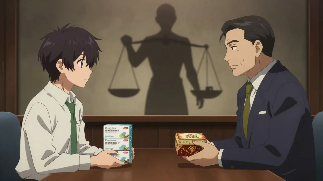 Anime executives debating over medicine boxes with a shadowy PBM figure