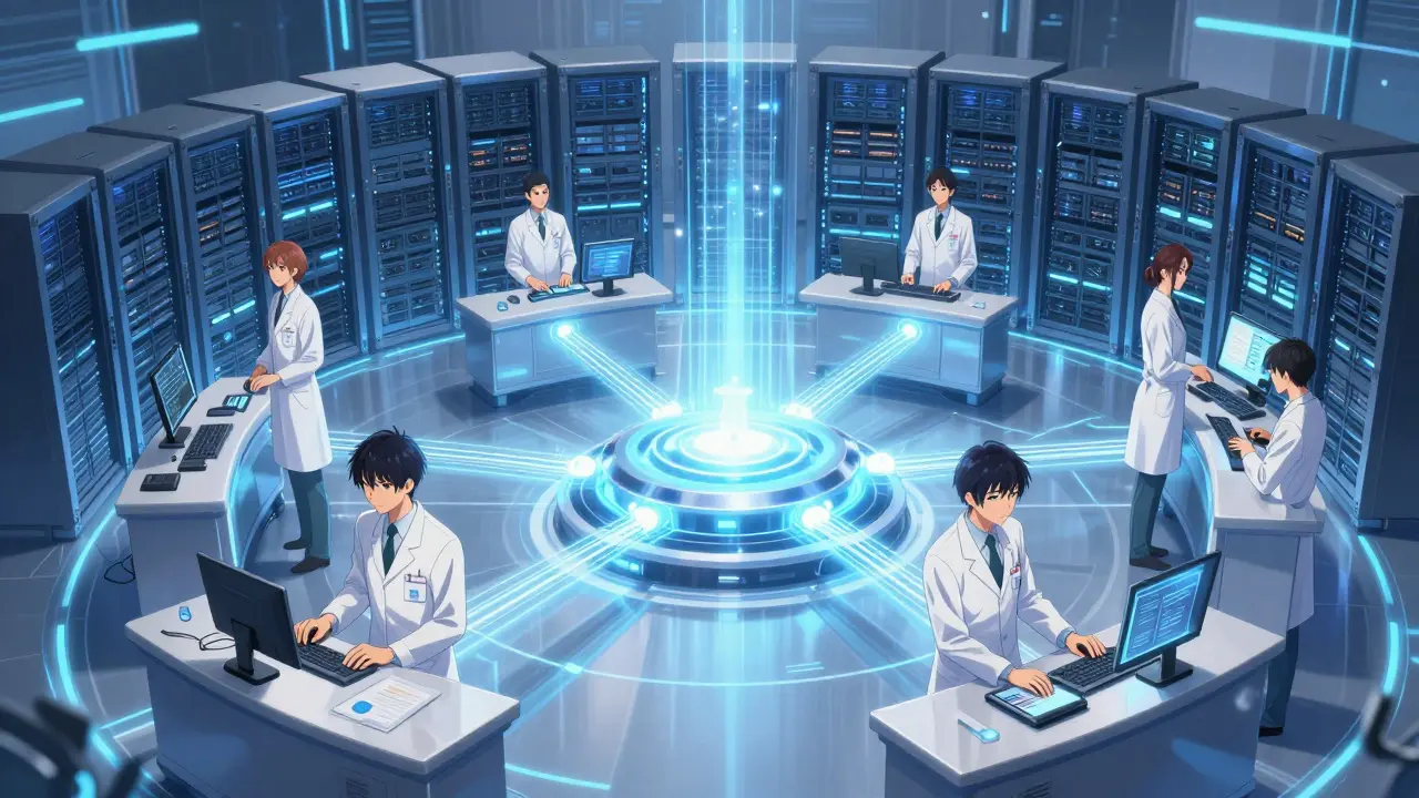 Bishounen pharmacists connected via central digital hub